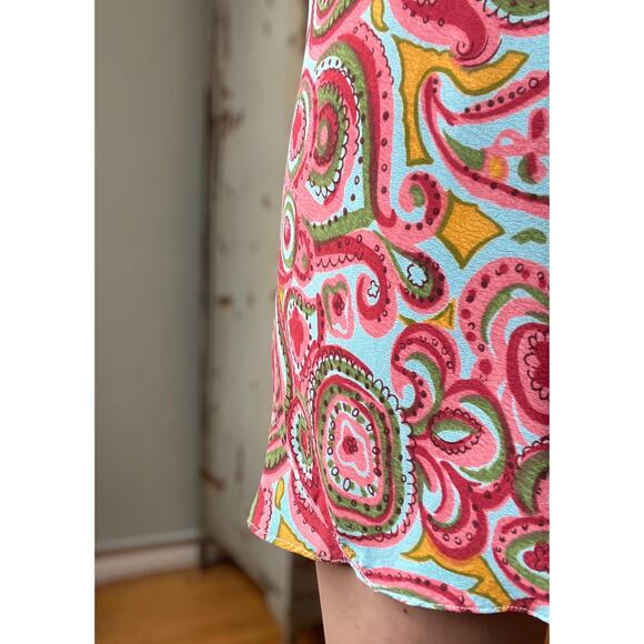 Vintage 90s Slip Dress | Paisley Boho Print | Rayon Bias Cut | Size S - Picture 7 of 8